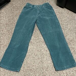 Vintage 90s Corduroy wide leg high rise Pants -teal green